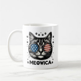 Meowica Cat 4:e juli Shirt - Patriotic Cat Kärlek Kaffemugg