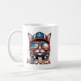 Meowica Cat 4:e juli Shirt - Patriotic Cat Kärlek Kaffemugg