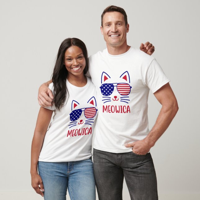Meowica Cat 4:e juli Shirt - Patriotic Cat Kärlek T Shirt (Unisex)