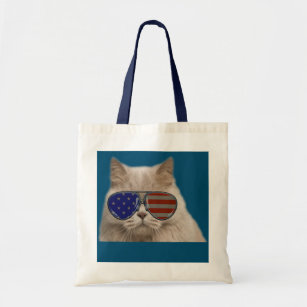 Meowica Cat American Flagga 4:e juli Merica Usa Tygkasse