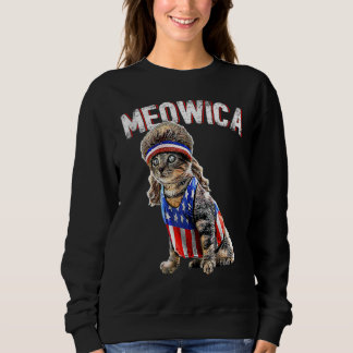 Meowica Cat Mullet American Flagga Patriotic 4th o T Shirt