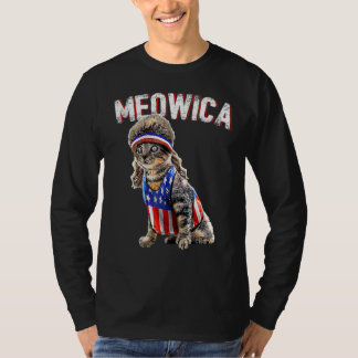 Meowica Cat Mullet American Flagga Patriotic 4th o T Shirt