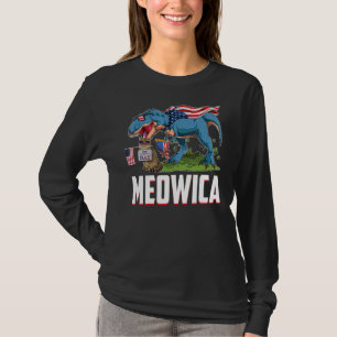 Meowica Cat Rex Dinosaur 4:e juli Amerikanska Flag T Shirt