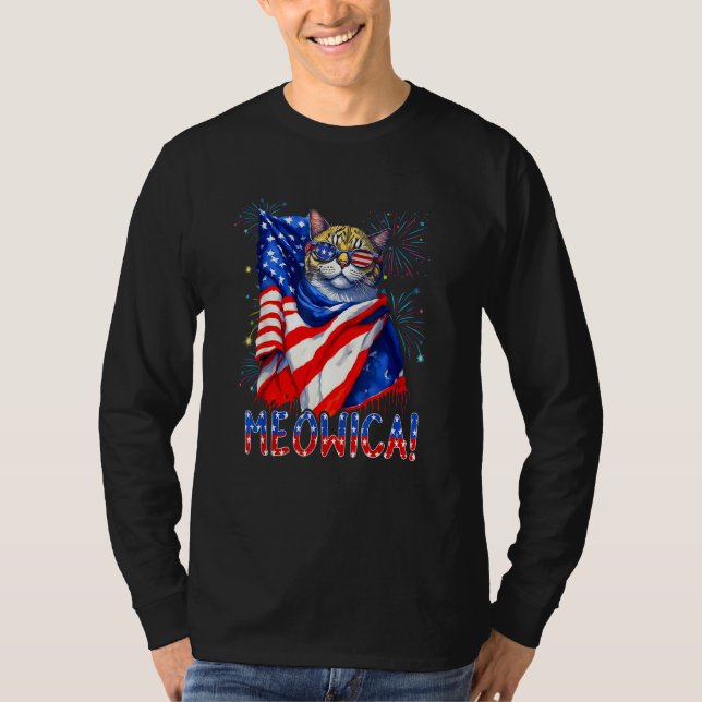 MEOWICA Cat Sunglasses Cat Merica American Flag 4t T Shirt (Framsida)