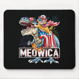 Meowica Cat t Rex Dinosaur 4:e juli American Fl Musmatta