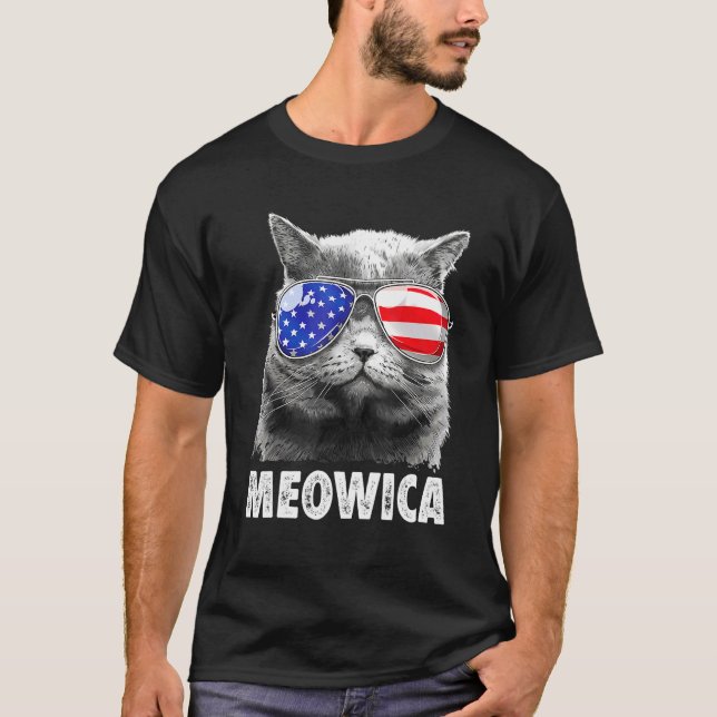 Meowica, katt 4:e juli, Merica Manar Women Usa Ame T Shirt (Framsida)