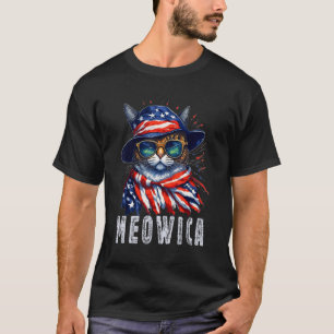 MEOWICA-katt 4:e juli: Solglasögon Merica Cat Amer T Shirt