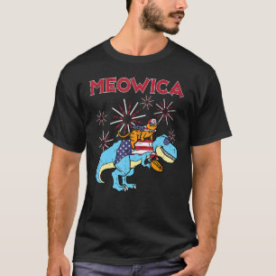 Meowica Katt På Trex Hotdog Us Flagga 4:e Juli Din T Shirt