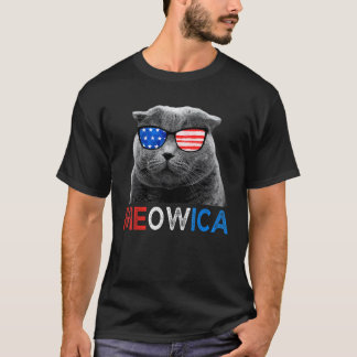 Meowica Katt Patriotisk 4:e Juli Amerikansk Flagga T Shirt