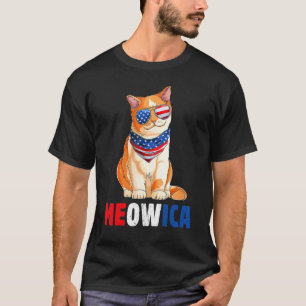 Meowica Merica USA Amerikansk Flagga Patriotisk Ka T Shirt