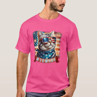 Meowica Patriotic American Flagga T Shirt