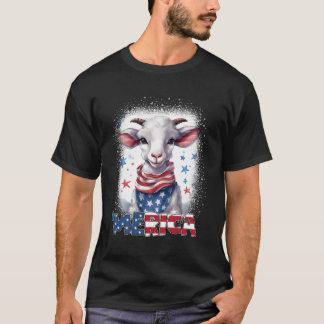 Meowica Patriotic Goat 4:e juli Fireworks Meric T Shirt