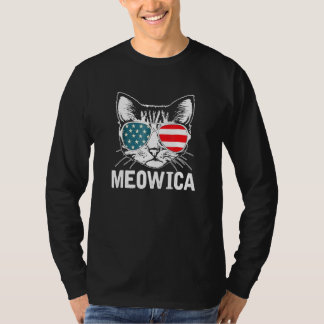Meowica Patriotic July 4th USA American Cat Funny  T Shirt
