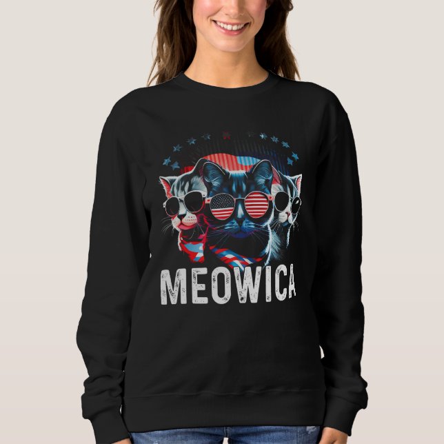 Meowica Patriotic Three Cats 4th of July Kids Amer T Shirt (Framsida)