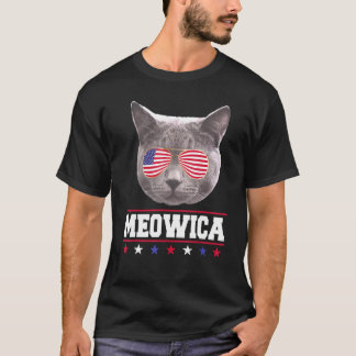 Meowica Patriotisk 4:e Juli Katt Katt I Solglasögo T Shirt