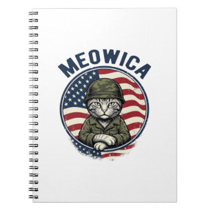 Meowica Patriotisk Katt Vintage Gravyr Tröja Desi Anteckningsbok