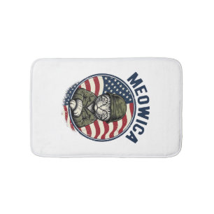 Meowica Patriotisk Katt Vintage Gravyr Tröja Desi Badrumsmatta
