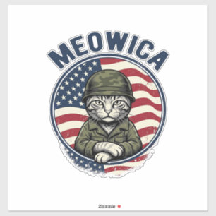 Meowica Patriotisk Katt Vintage Gravyr Tröja Desi Klistermärken