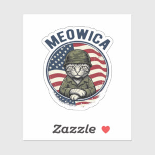 Meowica Patriotisk Katt Vintage Gravyr Tröja Desi Klistermärken