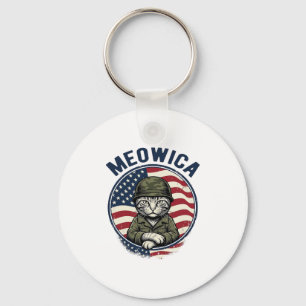 Meowica Patriotisk Katt Vintage Gravyr Tröja Desi Nyckelring