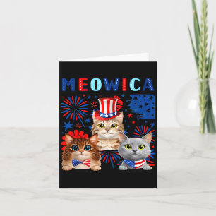 Meowica Patriotiska Katter 4:e Juli Rolig Kattälsk Kort