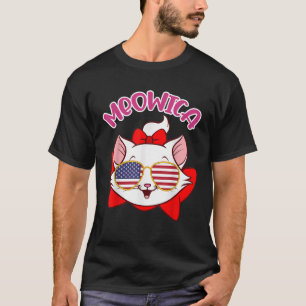 Meowica Söt cat sunglass USA Patriotic 4 juli M T Shirt