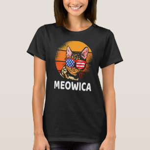 Meowica Vintage Cat Merica Us Flagga Retro Cat 4th T Shirt