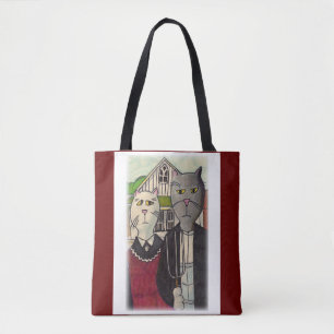 Meowican Gothic Rural Tecknad Classic Cat Art Tygkasse