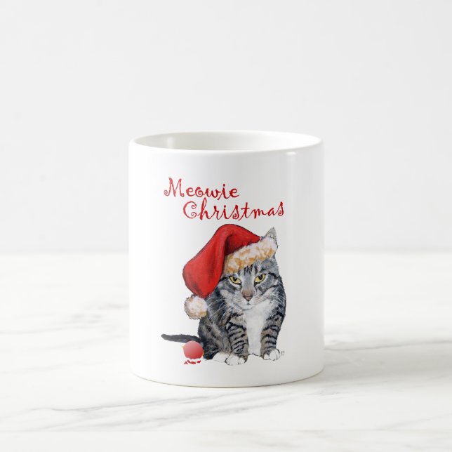 Meowie jul randig katt kaffemugg (Center)