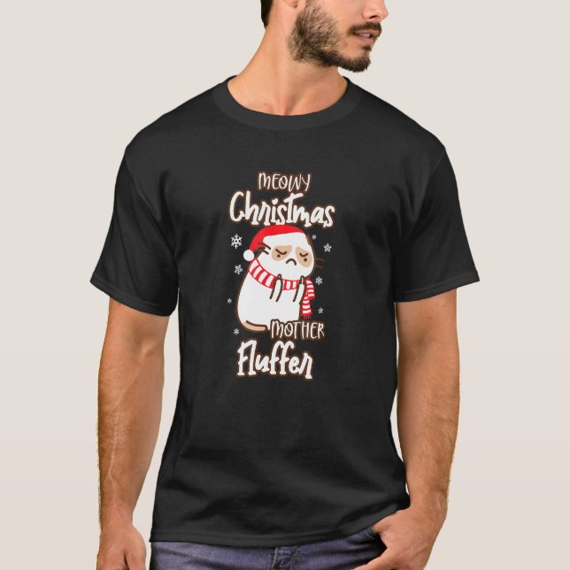 Meowied jul mor Flutter jul katt Xma T Shirt (Framsida)