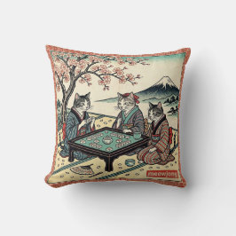 Meowjong Rolig Japansk Ukiyo-e Katter Mahjong Kast Kudde