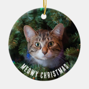 Meowjul Cat Photo Two Sided Julgransprydnad Keramik