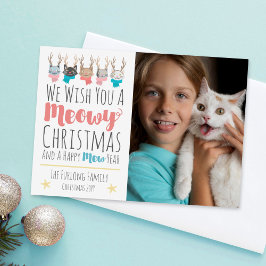 Meowjul Cats + Antlers Helgdag Photo Card Julkort