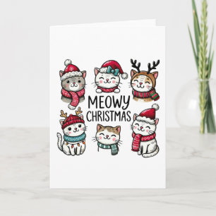 Meowjul Cute Cats Helgdag Blank Foldad Kort