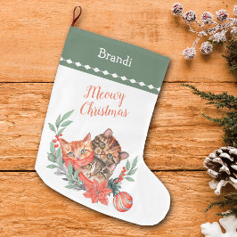 Meowjul Cute Kitten Wandan Stor Julstrumpa