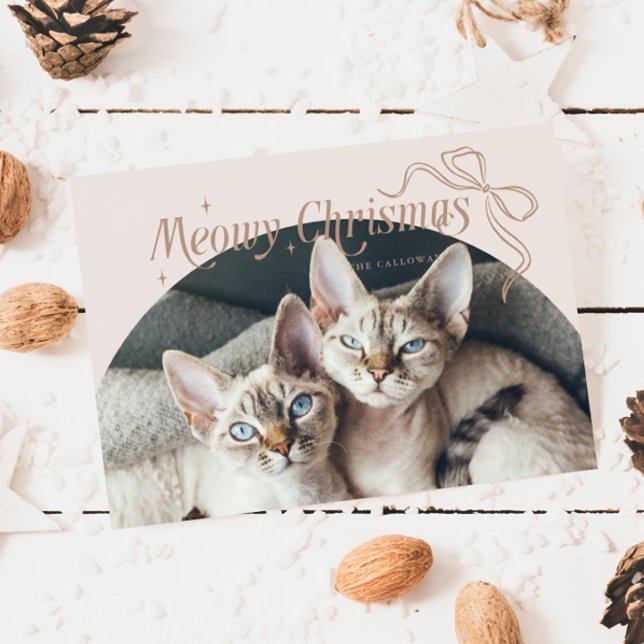 Meowjul - foto Beige Helgdag Card Julkort (Skapare uppladdad)