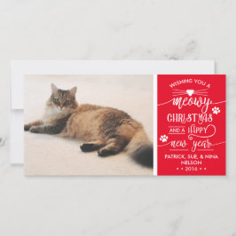 Meowjul-fotokort, katt, EDITABLE FÄRG Julkort