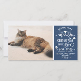 Meowjul-fotokort, katt, EDITABLE FÄRG Julkort