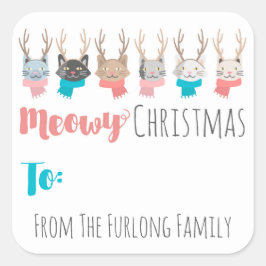 "Meowjul"-Helgdag Katt-Anpassningsbar till och frå Fyrkantigt Klistermärke