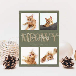 Meowjul Kat Photos Sage Grönt Jul Julkort