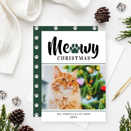 Meowjul Modern Grönt Cat Photo Card