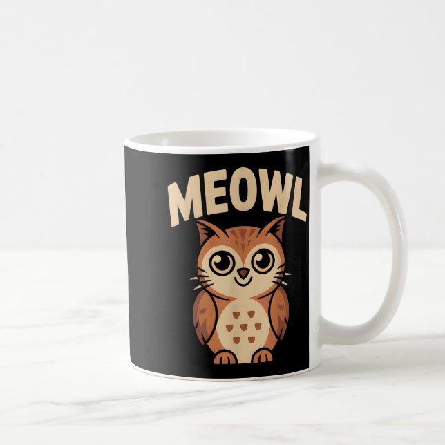 Meowl Cat Owl Hybrid Funny Meme Brain Rot Gen Alph Kaffemugg (Höger)