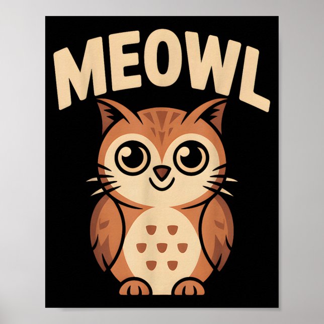 Meowl Cat Owl Hybrid Funny Meme Brain Rot Gen Alph Poster (Framsidan)