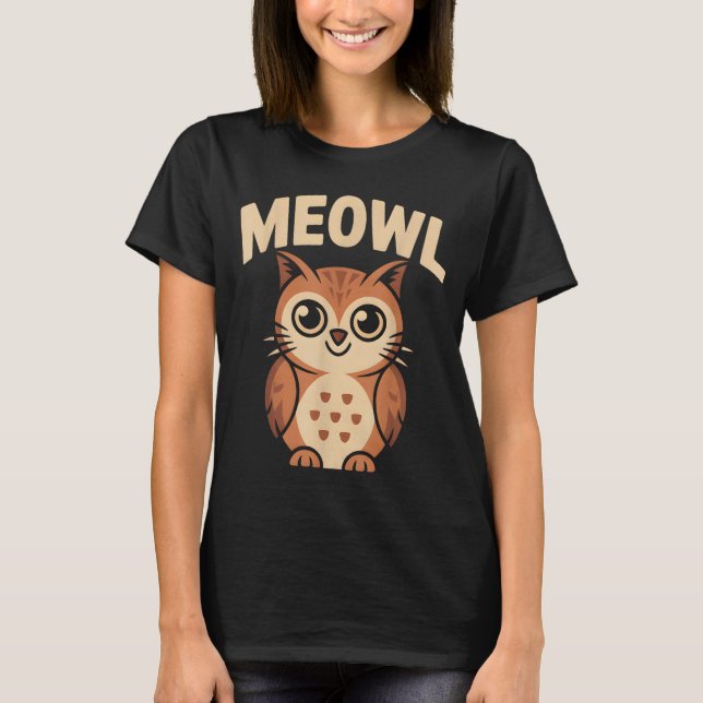 Meowl Cat Owl Hybrid Funny Meme Brain Rot Gen Alph T Shirt (Framsida)