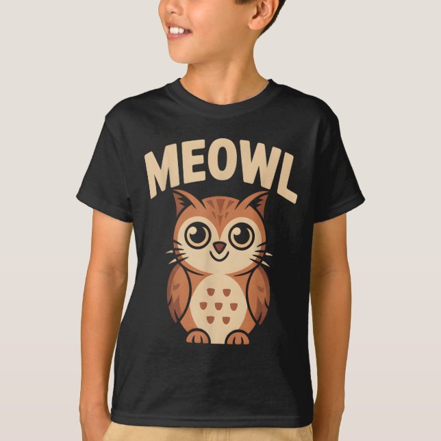Meowl Cat Owl Hybrid Funny Meme Brain Rot Gen Alph T Shirt (Framsida)