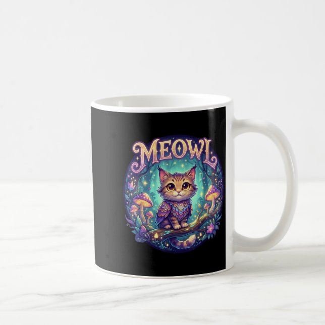 Meowl Katt Uggla Meme Hjärnförfall Barn Förbannad  Kaffemugg (Höger)
