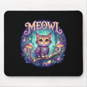 Meowl Katt Ugglor Meme Hjärnruttna Barn Förbannad Musmatta