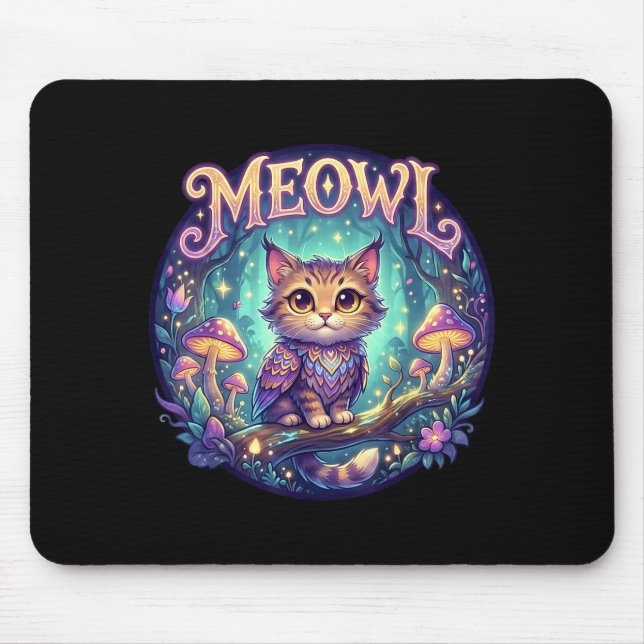 Meowl Katt Ugglor Meme Hjärnruttna Barn Förbannad  Musmatta (Framsidan)