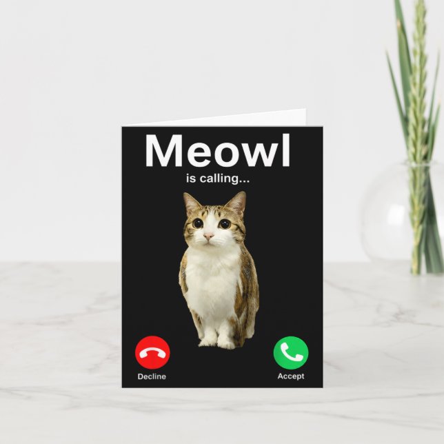 Meowl som kallar katt uggla förbannad internet rol kort (Framsida)