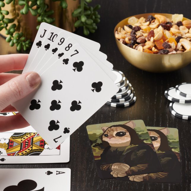 Meowlisa Rolig Mona Lisa Katt Ansikte Casinokort (På plats)